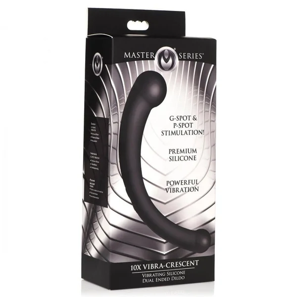 10X Vibra-Crescent Vibrating Silicone Dual-Ended Black Dildo — image 7 of 7