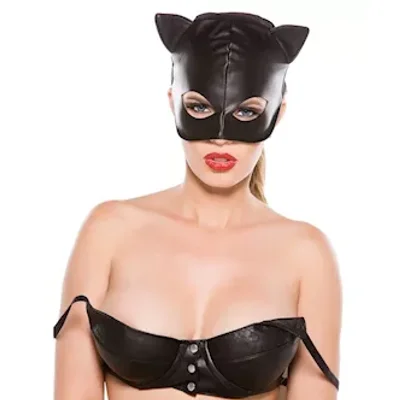 Faux Leather Cat Mask O s