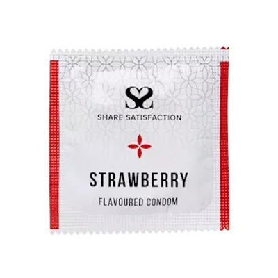 Share Satisfaction Strawberry Flavoured Condom Single Strawberry