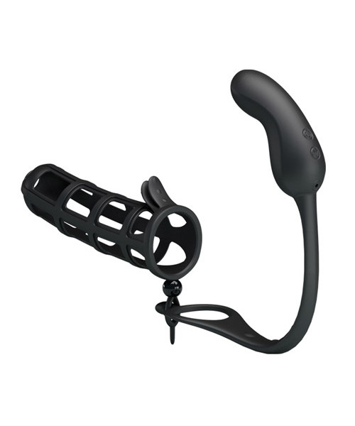 Hercules penis sheath with vibrating anal stimulator