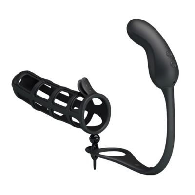 Hercules penis sheath with vibrating anal stimulator