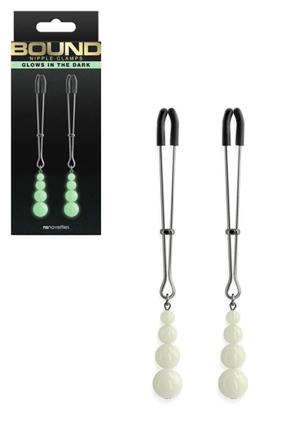 nsnovelties Bound Glow In The Dark Beaded Nipple Clamps — image 4 of 6