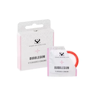 Share Satisfaction Bubblegum Flavoured Condom 3 Pack Bubblegum
