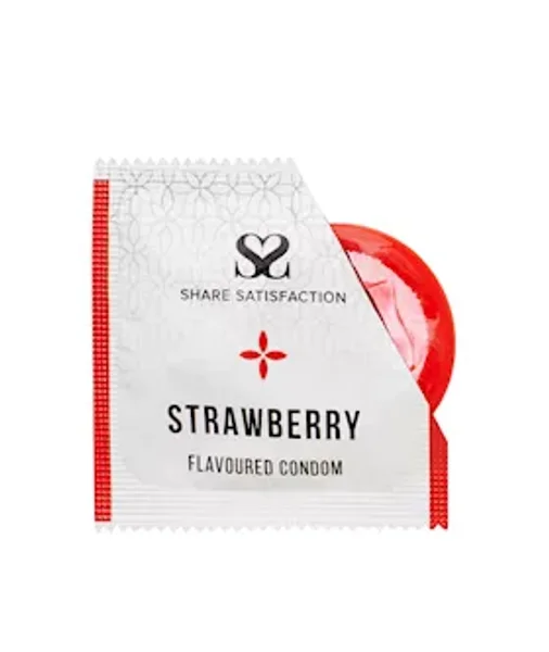 Share Satisfaction Strawberry Flavoured Condom - 3 Pack - Strawberry — image 2 of 5