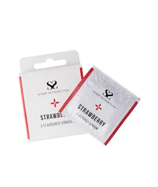 Share Satisfaction Strawberry Flavoured Condom - 3 Pack - Strawberry — image 4 of 5