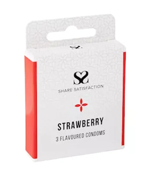 Share Satisfaction Strawberry Flavoured Condom - 3 Pack - Strawberry — image 5 of 5