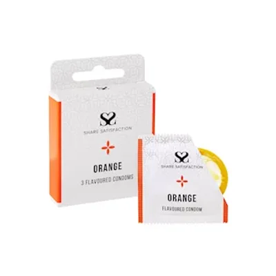 Share Satisfaction Orange Flavoured Condom 3 Pack Orange
