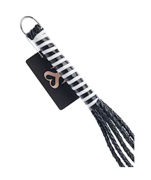 Bound X Braided Leather Cat O Nine Tails - White / Black — image 4 of 5