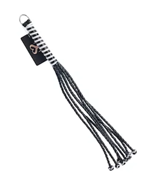 Bound X Braided Leather Cat O Nine Tails - White / Black — image 3 of 5
