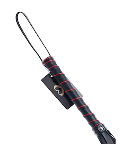 Bound X Spiked Leather Flogger With Braid Detail - Red / Black — image 5 of 6