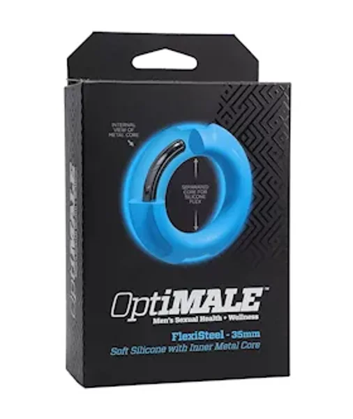 Optimale Flexisteel Silicone Metal Core Cock Ring - Blue - 35mm — image 5 of 6