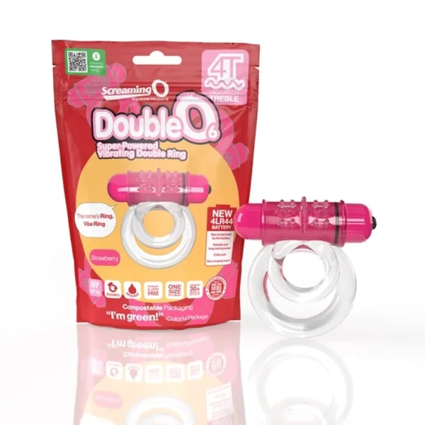 Screaming O 4t DoubleO 6 Super Powered Vibrating Double Ring- Strawberry — image 3 of 3