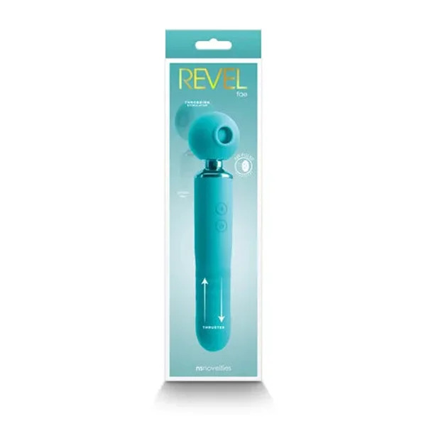 Revel Fae - Teal 19.5 cm USB Rechargeable Thrusting Massage Wand w/ Air Pulsation — image 5 of 10