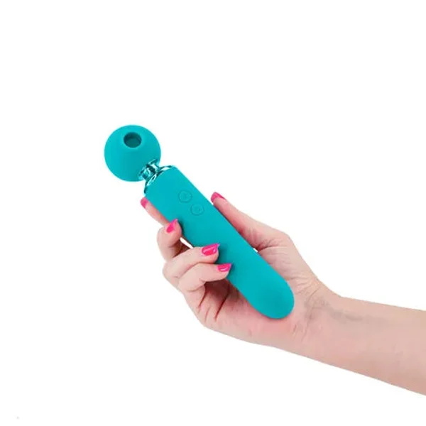 Revel Fae - Teal 19.5 cm USB Rechargeable Thrusting Massage Wand w/ Air Pulsation — image 2 of 10