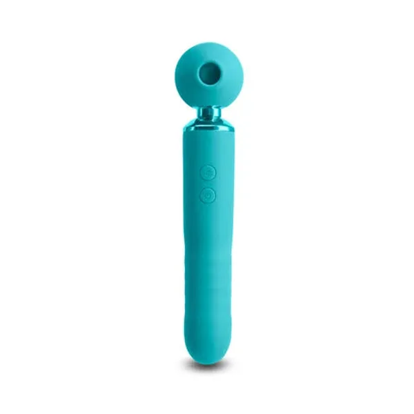 Revel Fae - Teal 19.5 cm USB Rechargeable Thrusting Massage Wand w/ Air Pulsation — image 3 of 10