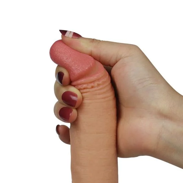 Lovetoy 7-Inch Dual-Layered Platinum Silicone Nature Cock with Balls Dildo — image 10 of 11