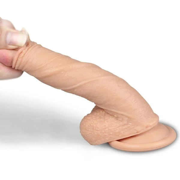 Lovetoy 7-Inch Dual-Layered Platinum Silicone Nature Cock with Balls Dildo — image 9 of 11