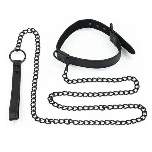 Bondage Fetish Matte Black Collar and Leash — image 6 of 9