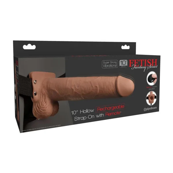 10" Hollow Vibrating Strap-On with Remote — image 7 of 9