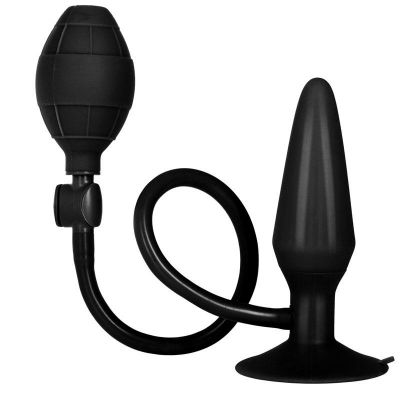 Black Booty Call Silicone Inflatable Medium Anal Plug With Suction Cup