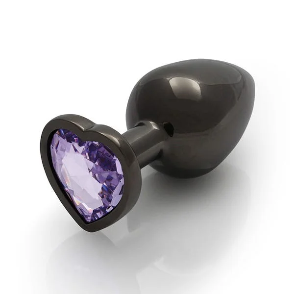 Ouch Purple Heart Gem Metal Black Plug Large — image 6 of 10
