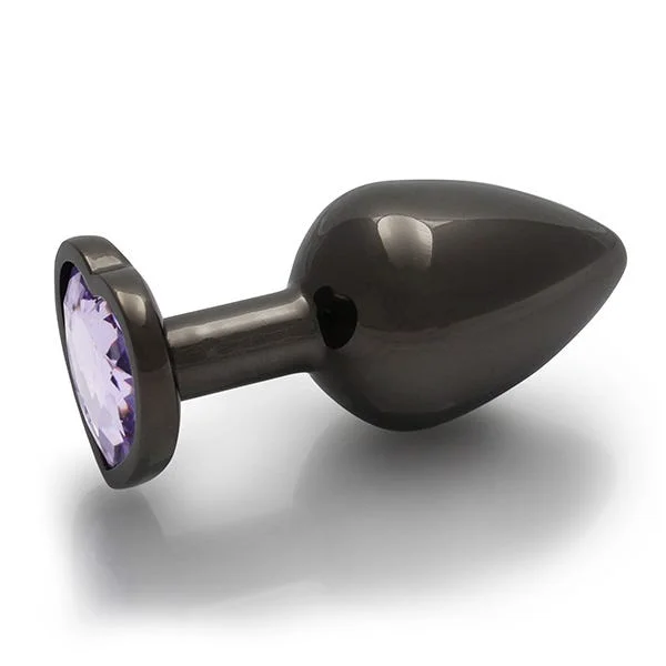 Ouch Purple Heart Gem Metal Black Plug Medium