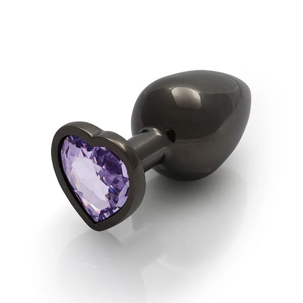 Ouch Purple Heart Gem Metal Black Plug Medium