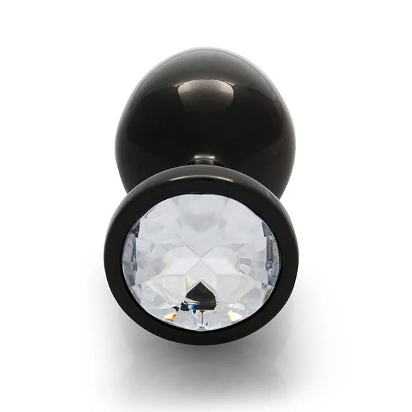 Ouch Clear Gem Metal Black Plug Medium