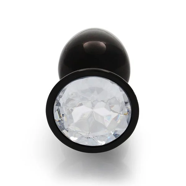 Ouch Clear Gem Metal Black Plug Small