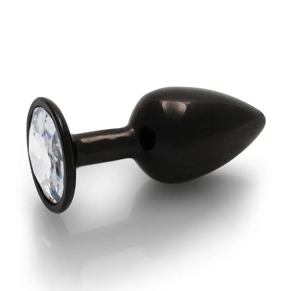 Ouch Clear Gem Metal Black Plug Small