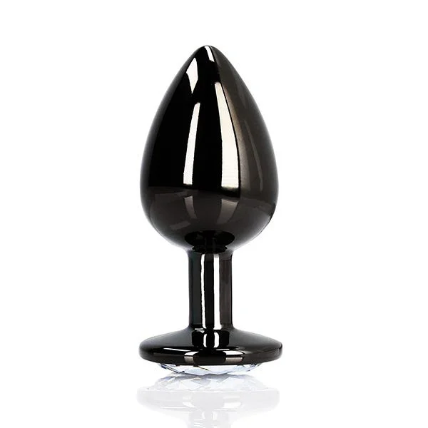 Ouch Clear Gem Metal Black Plug Small