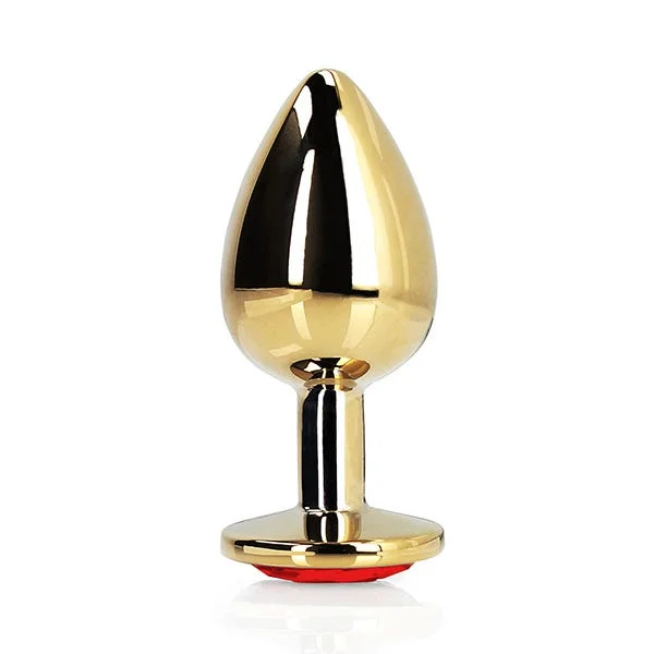 Ouch Red Heart Gem Metal Gold Plug Large