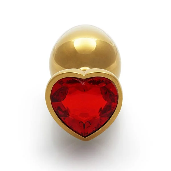 Ouch Red Heart Gem Metal Gold Plug Medium — image 7 of 10