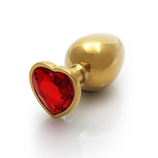 Ouch Red Heart Gem Metal Gold Plug Medium — image 8 of 10