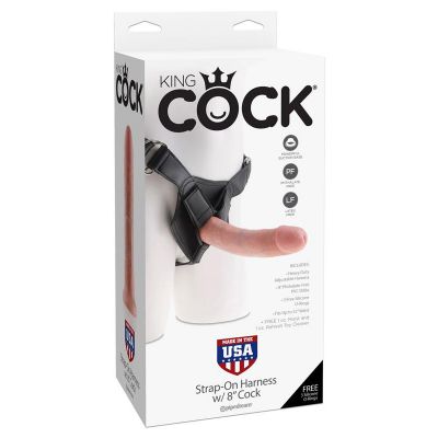 King Cock Strap On Harness with 8 Dildo Flesh