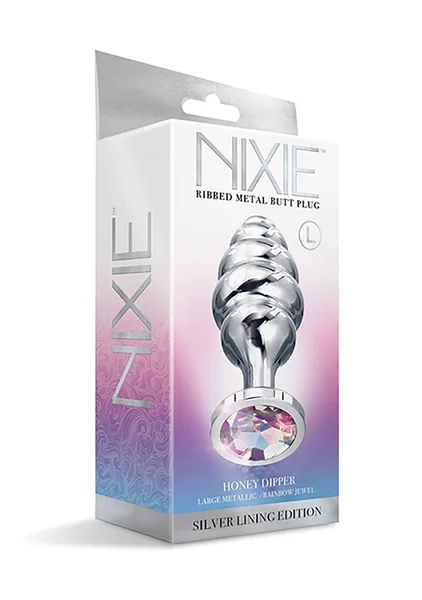 Nixie Honey Dipper Ribbed Metal Jeweled Butt Plug — image 3 of 3