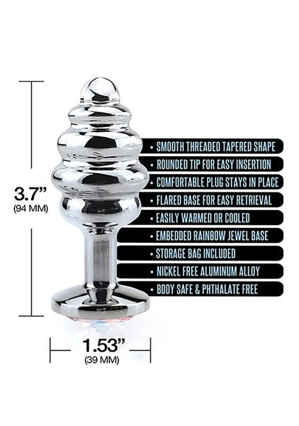 Nixie Honey Dipper Ribbed Metal Jeweled Butt Plug — image 2 of 3