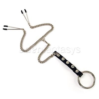 Y Style nipple clamps and cock ring chain