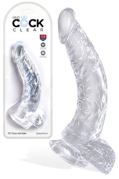 Pipedream King Cock Clear Realistic 7.5" Dildo with Balls & Suction Cup Base — image 4 of 6