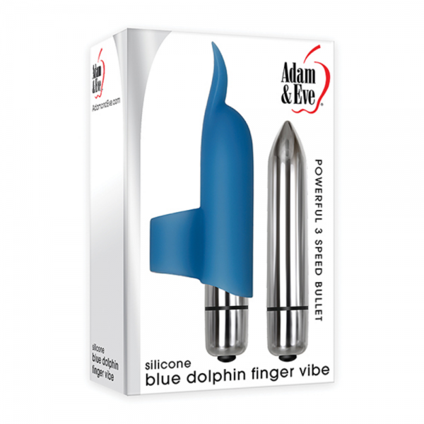 Adam & Eve Silicone Blue Dolphin Finger Vibe