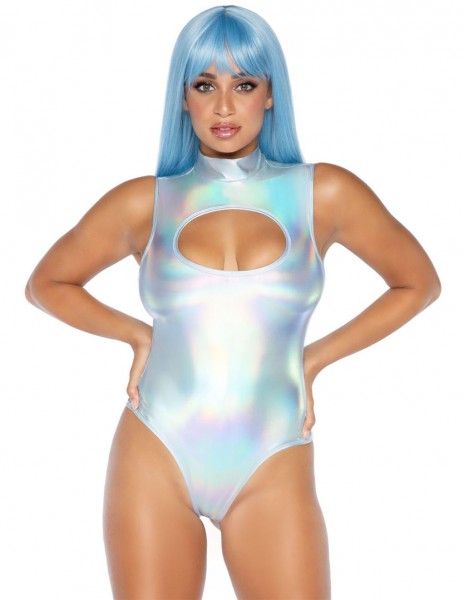 Leg Avenue Wet Look Spandex Keyhole Bodysuit