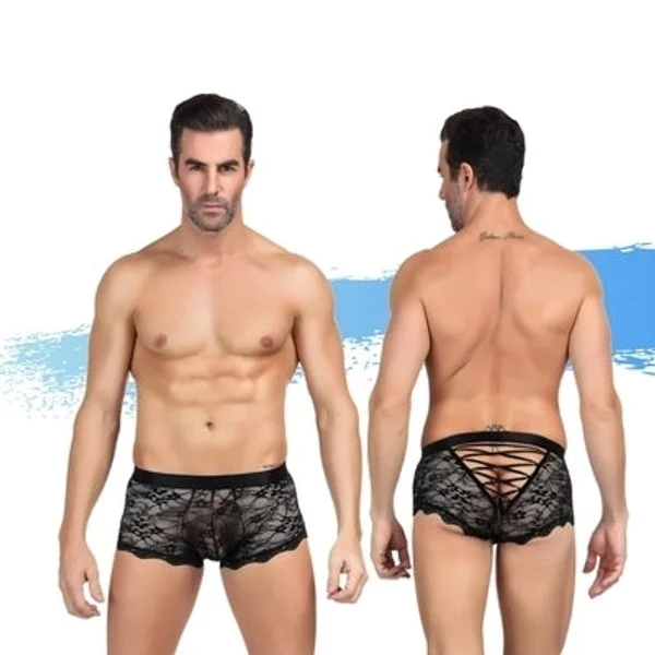 Ashella Lingerie Mica Lace Boxer Brief Black S/M — image 2 of 4