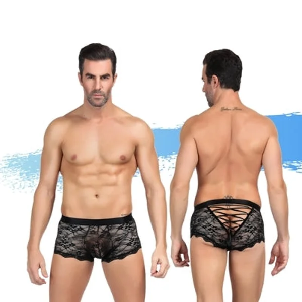 Ashella Lingerie Mica Lace Boxer Brief Black L/XL — image 2 of 4