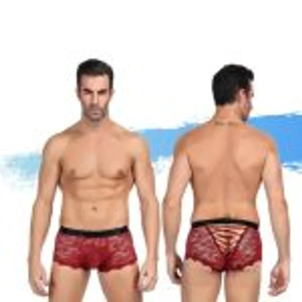 Ashella Lingerie Mica Lace Boxer Brief Red S/M — image 3 of 4