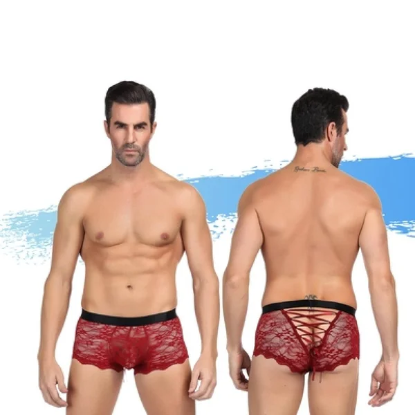 Ashella Lingerie Mica Lace Boxer Brief Red L/XL — image 4 of 4