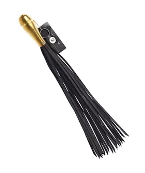 Bound X Leather Flogger With Bronze Grip Metal Handle — image 4 of 6