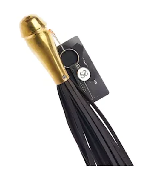 Bound X Leather Flogger With Bronze Grip Metal Handle — image 5 of 6