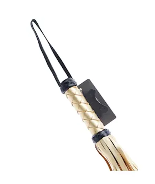 Bound X Gold Leather Flogger With Diamond Pattern Handle — image 5 of 6