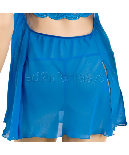 Turquoise chiffon and lace chemise set