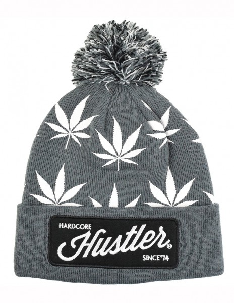HUSTLER Weed Beanie with Pom